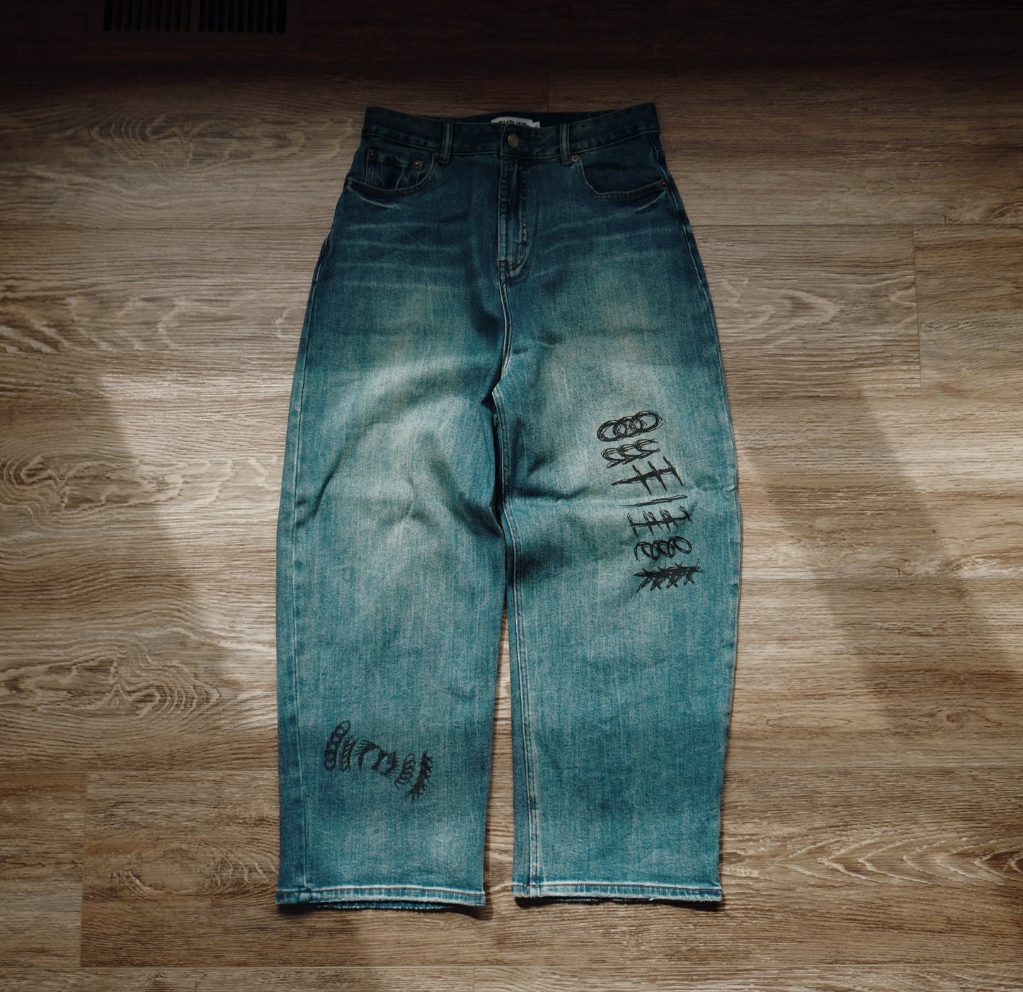 Outlier "Dirty Denim" Wide Leg Jeans