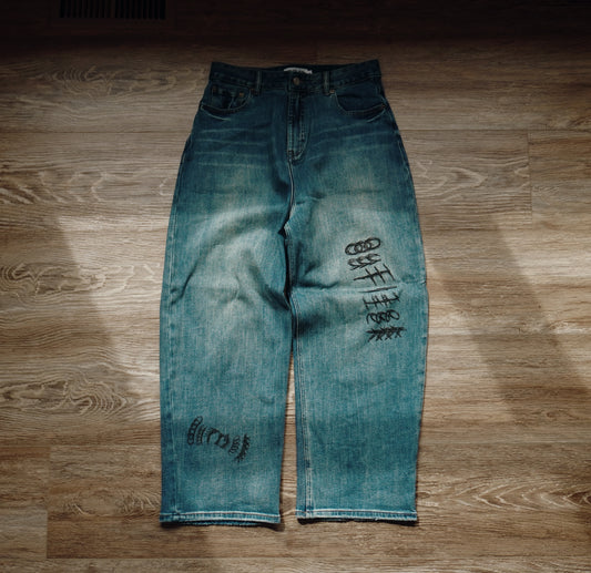 Outlier "Dirty Denim" Wide Leg Jeans